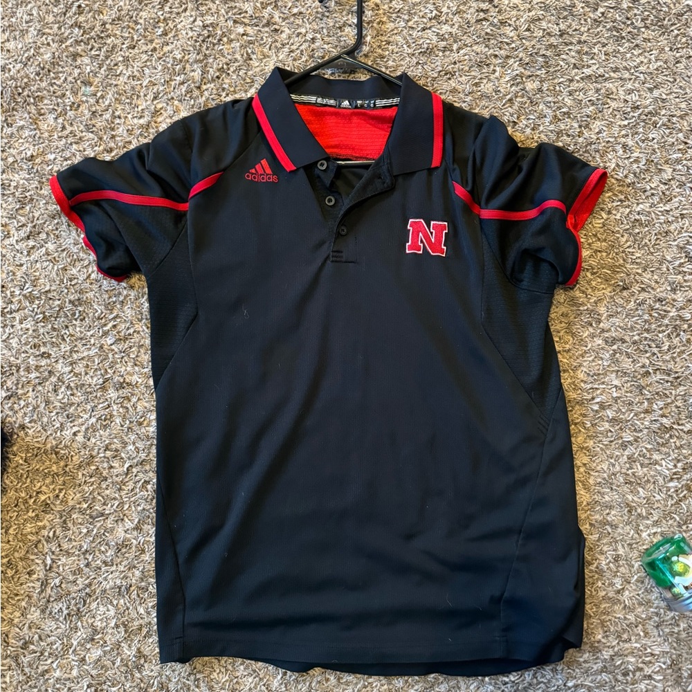 Men’s Size Large Adidas Nebraska Polo